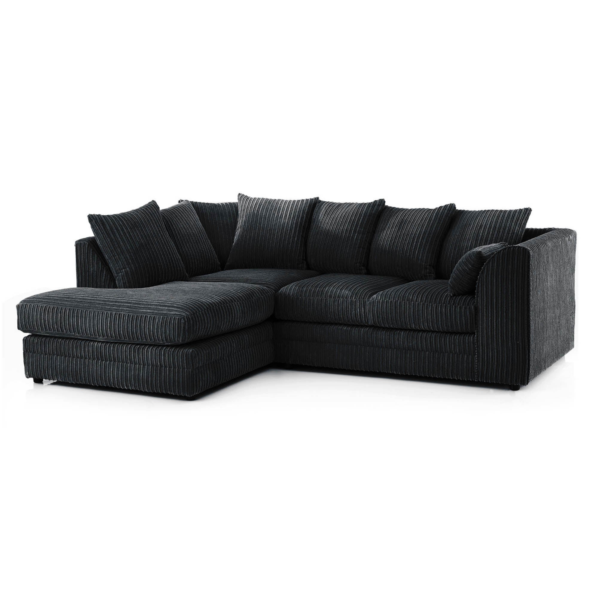 Chicago Jumbo Cord Left Hand Corner Sofa Black