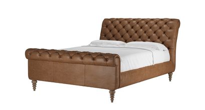 Knightsbridge King Bed in Tan Vintage Leather - sofa.com