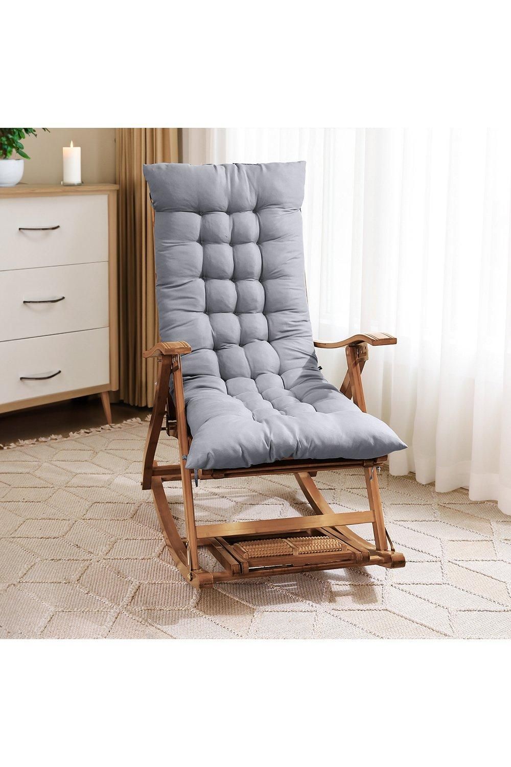 H&O Direct Chaise Lounge Cushion Pad Outdoor Garden Bench Chair Lounger Recliner Mattress in Grey