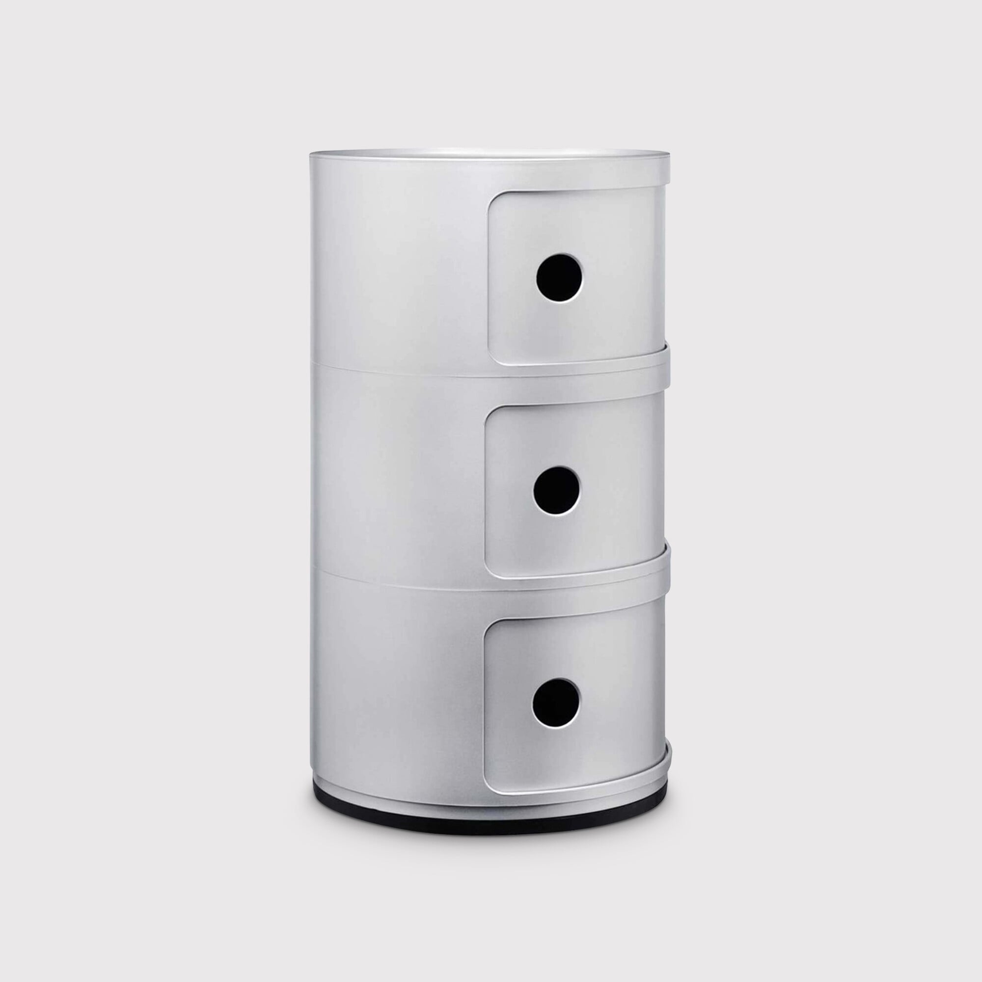 Kartell Componibili 3 Drawer Storage Unit Table, Silver Plastic | Barker & Stonehouse