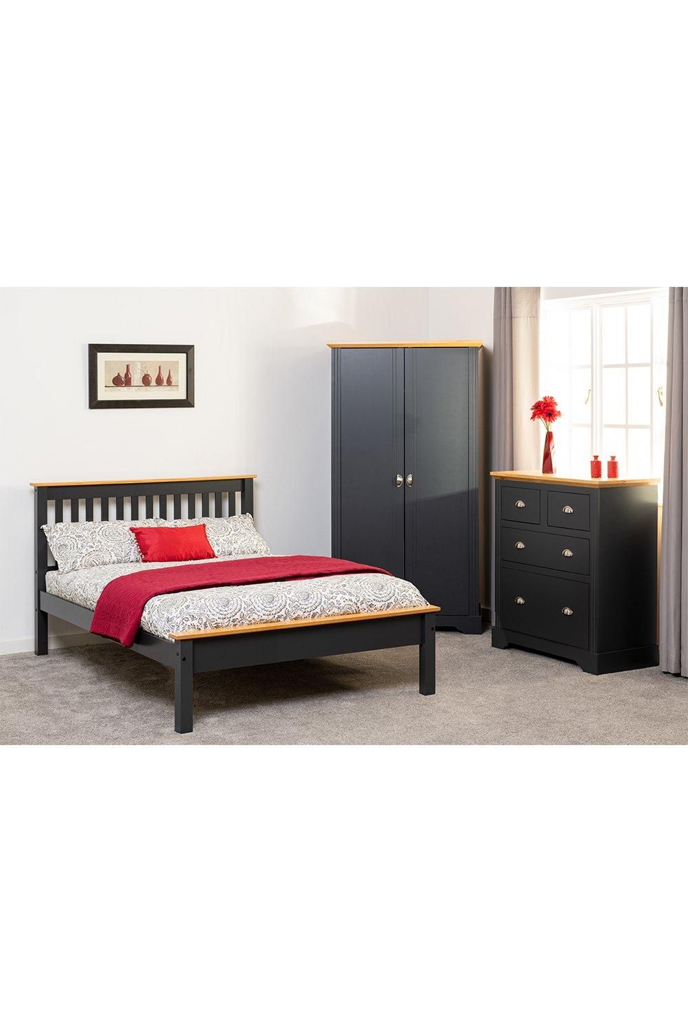 Seconique Monaco 4' Small Double Bed - Low Foot End in Grey