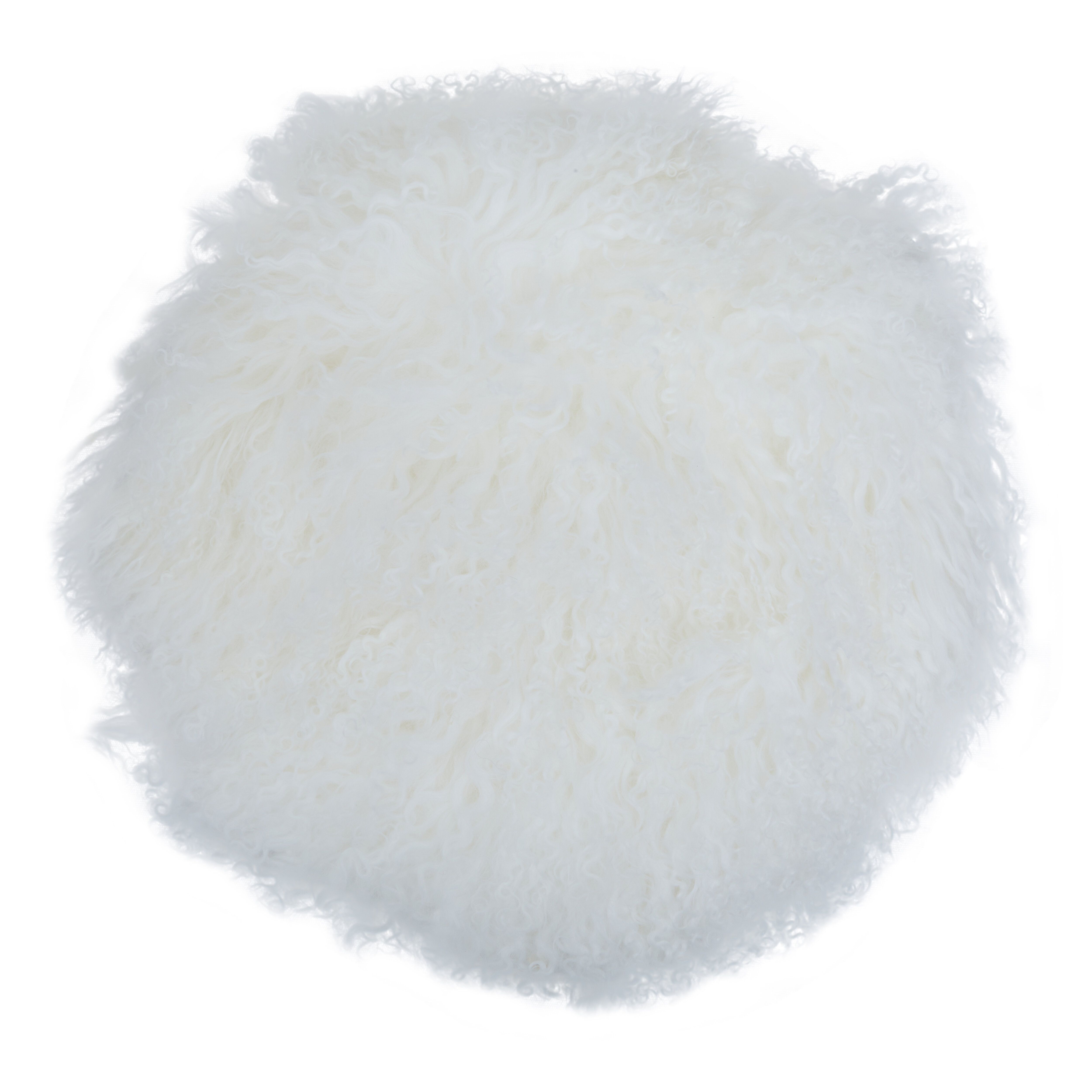 Orsina Bosie Mongolian Fur White Round Cushion
