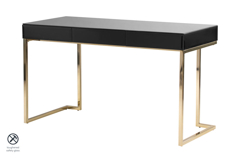 Lorenzo Toughened Black Desk