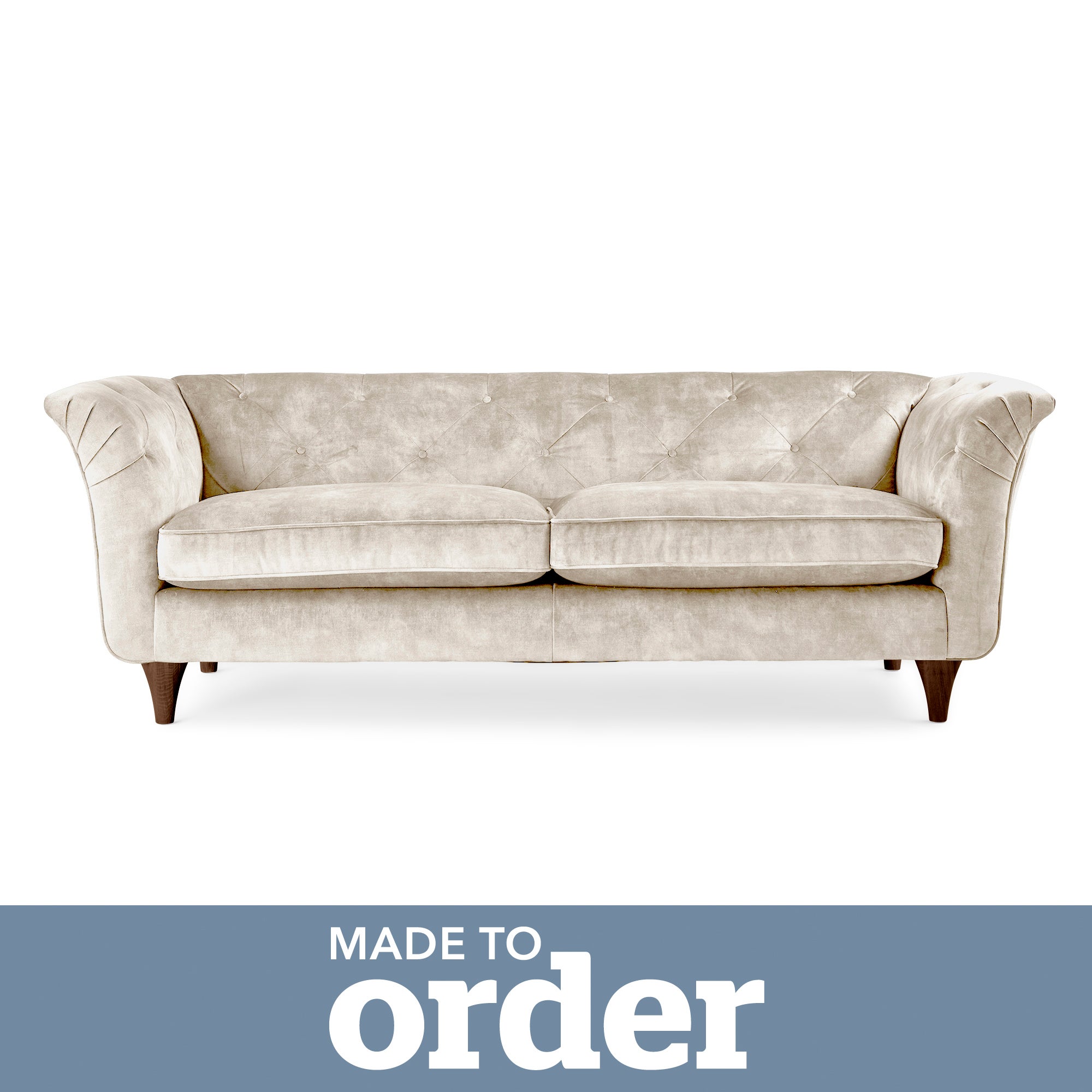 Jaipur 3 Seater Sofa Slub Velvet Slub Velvet Natural