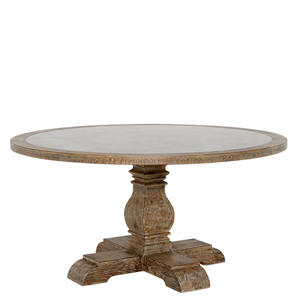 Woolton 152cm Round Dining Table  Mid Burnt Oak and Bluestone