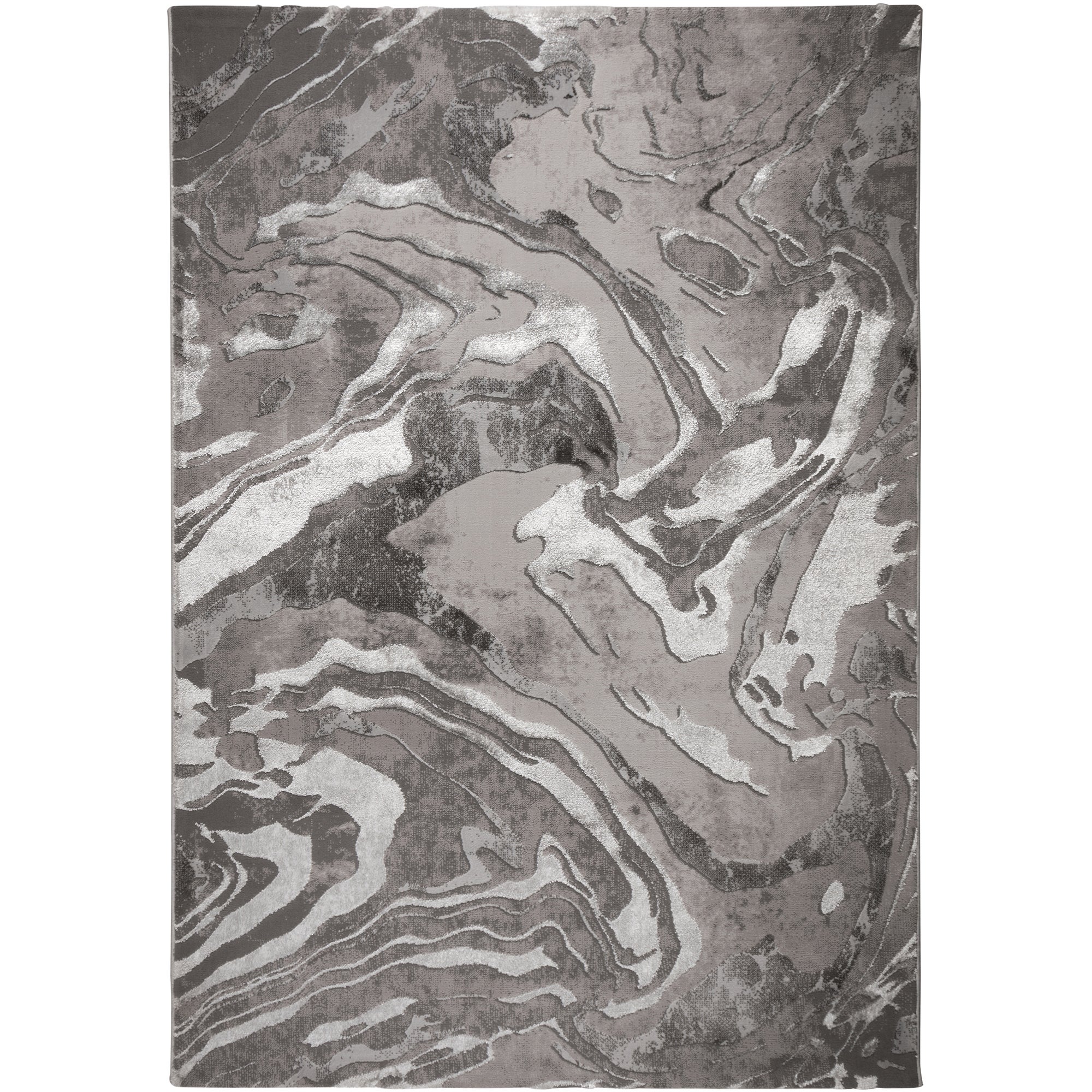 Marbled Rug Silver and Grey