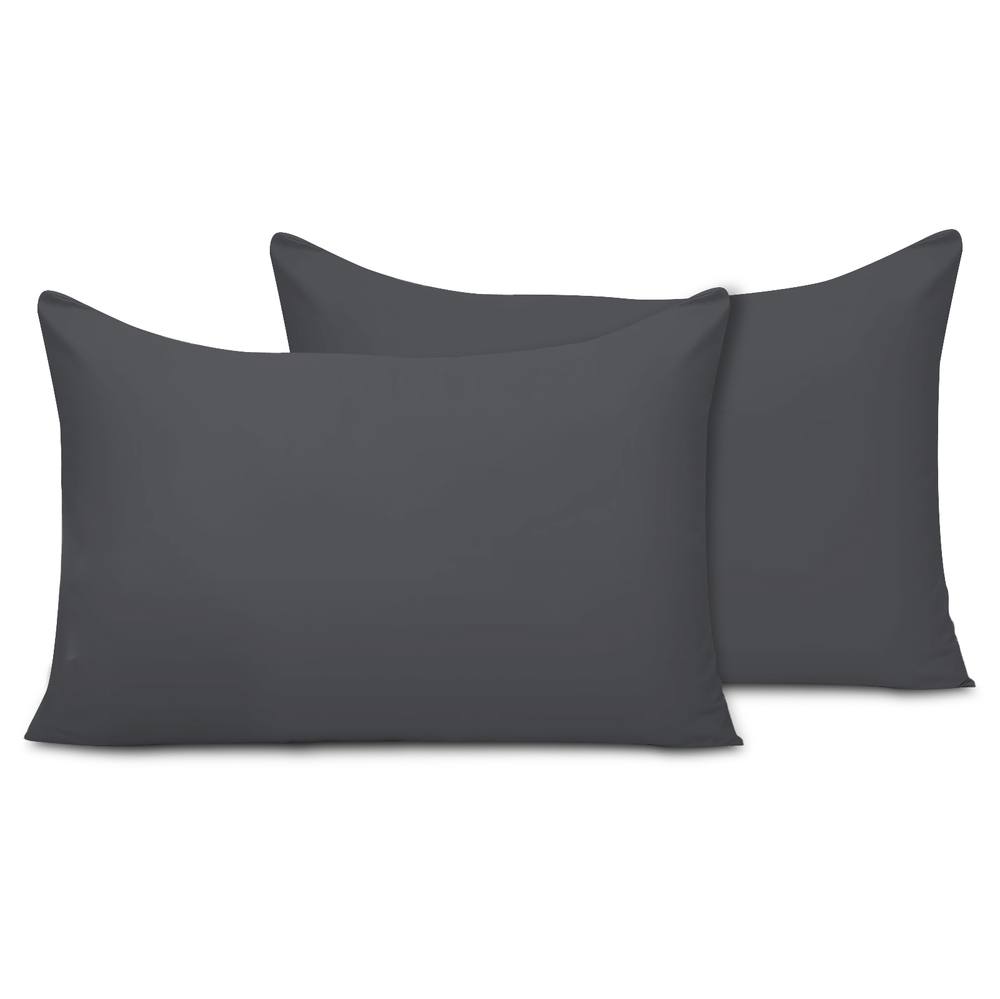 Grace Microfiber Pillow Covers Pack of 2 Soft & Breathable in Charcoal