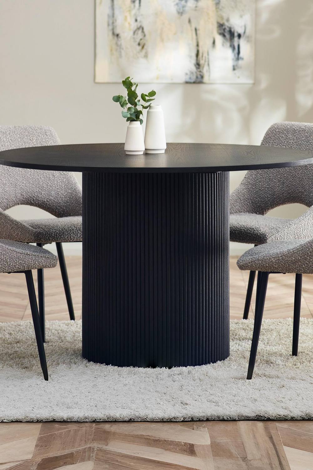 Julian Bowen Louis Fluted Round 4 Seater Dining Table in Black