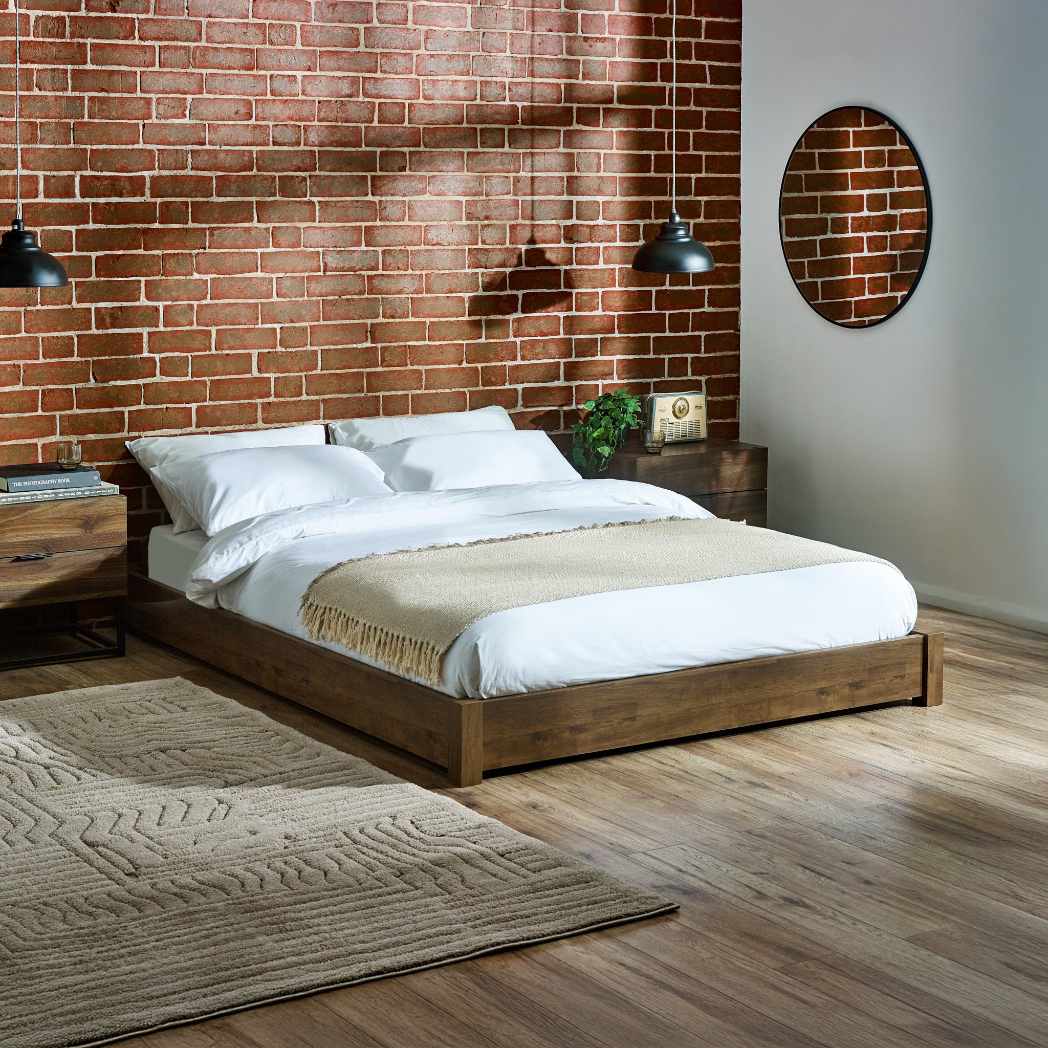 Marston – Double – Platform Bed – Rustic– Wooden – 5ft - Happy Beds