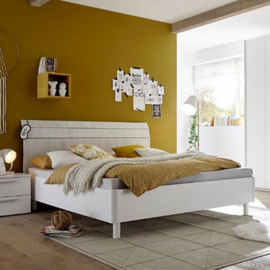 Altair Fabric King Size Bed In Matt White And Grey