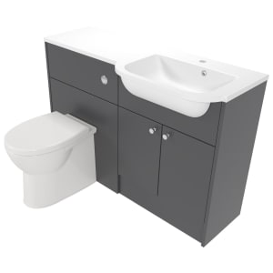 Deccado Benham Charcoal Grey Right Hand 1200mm Fitted Vanity & Toilet Pan Unit Combination with Right Hand Basin