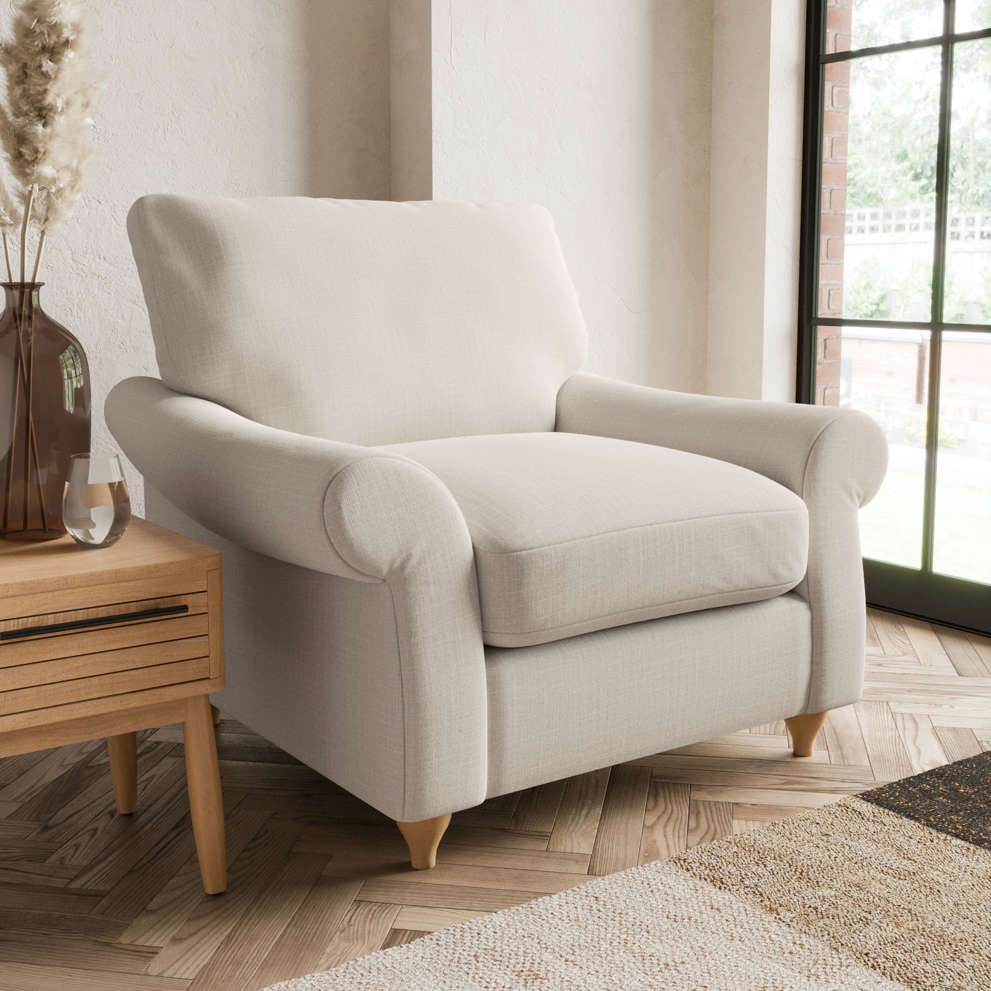 Salisbury Slub Cotton Blend Armchair Slub Cotton Sandstone