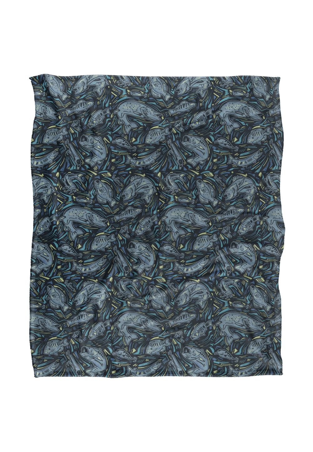 JQ Licensing Jl-Jp Fish Array Fishing Pattern Silky Touch Super Soft Throw Blanket 152 X 127 cm in White
