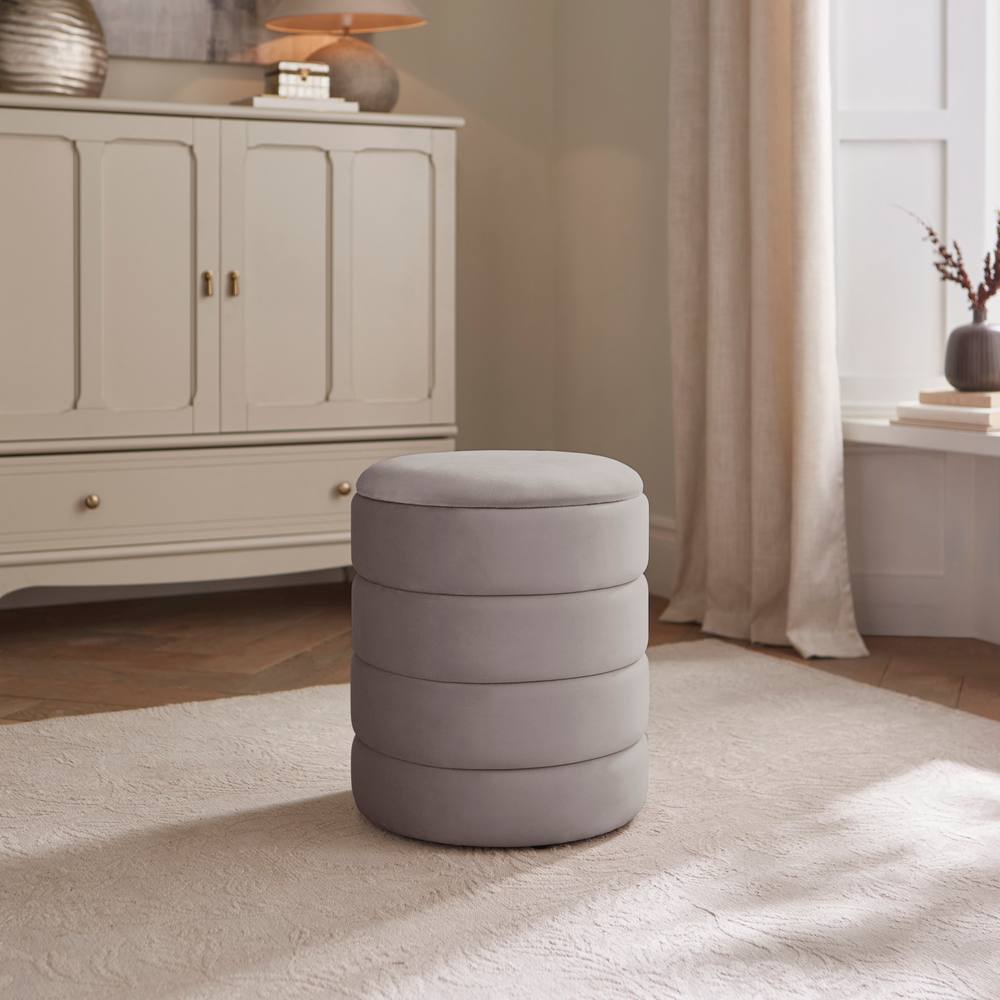 GFW Klara Velvet Storage Stool in Grey