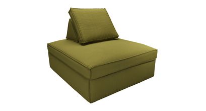 Harry Large Pouffe with bolster cushion in Royal Fern Brushed Linen Cotton - sofa.com