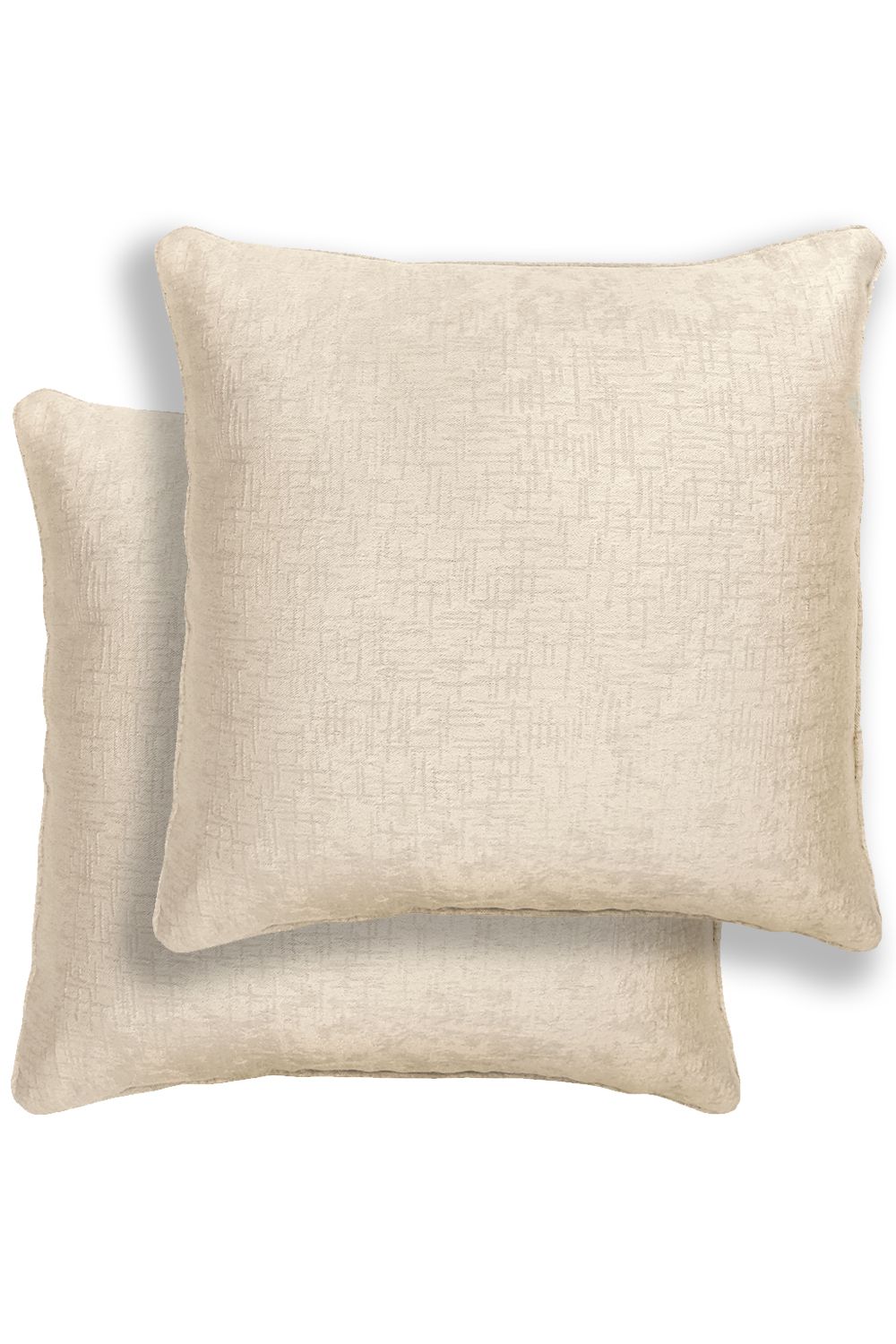 Enhanced Living Pair of Vogue Textured Double Sided Zip Opening Piped Edge Cushion Covers - 43x43cm - Cases Only in Cream