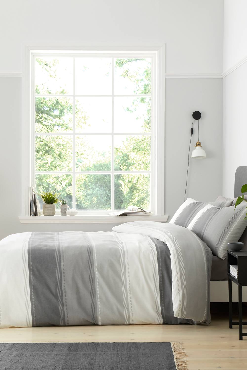 Fusion 'Betley' Classic Wide Stripe Duvet Cover Set in Grey