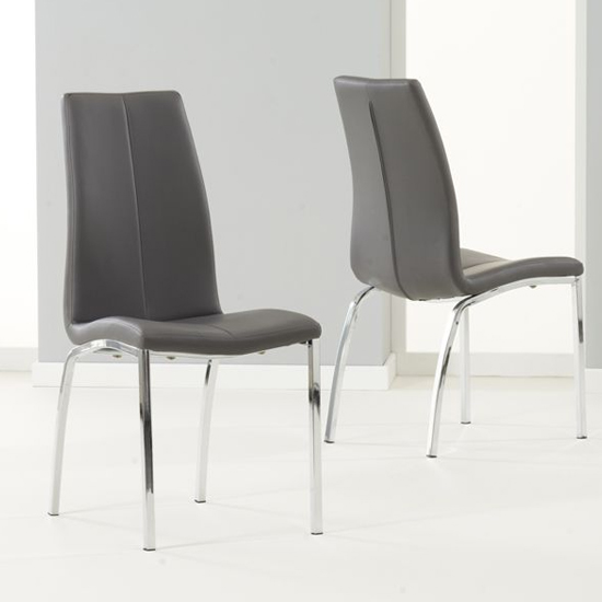Lupus Grey Leather Dining Chairs In Pair