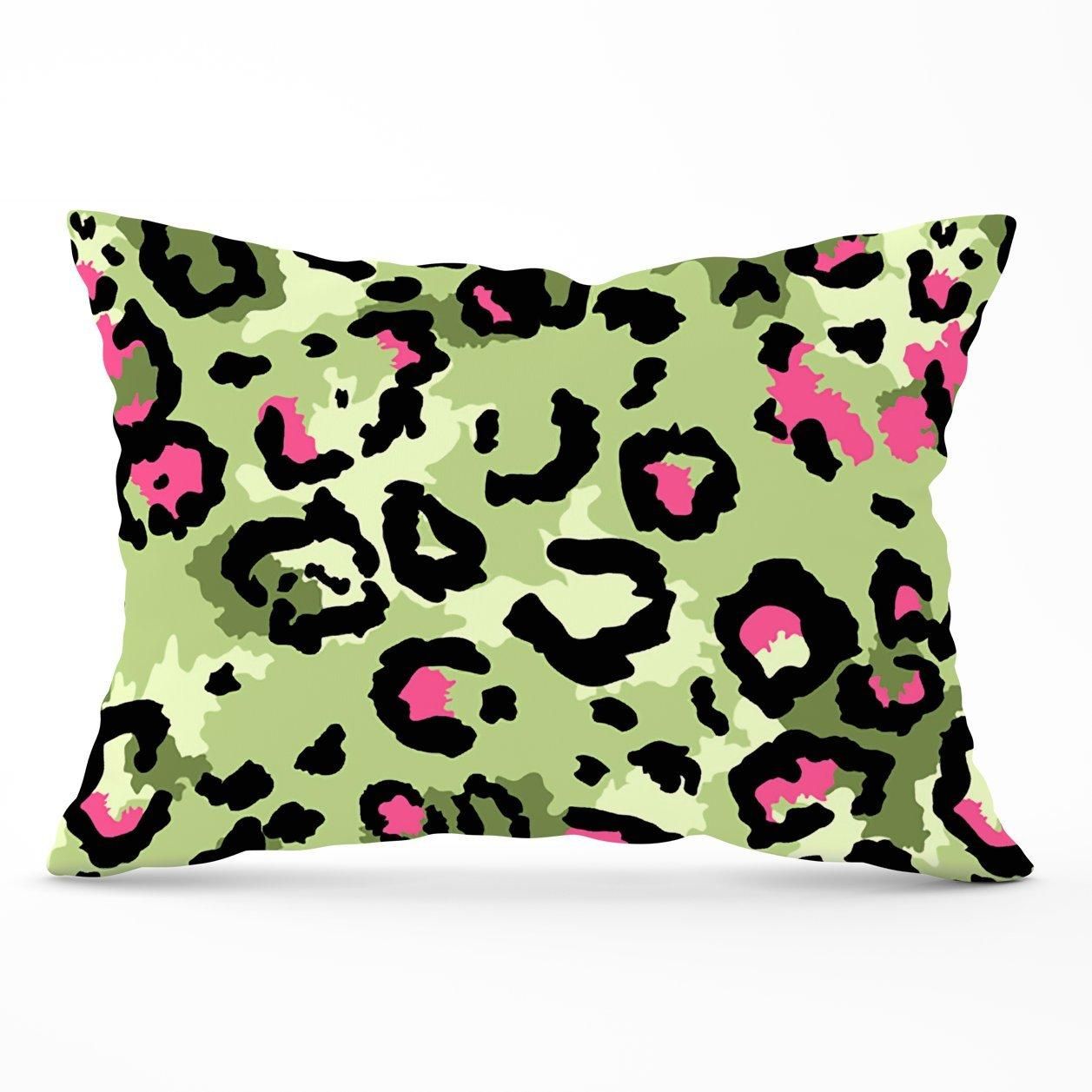 Warren Reed - Designer Green & Pink Leopard Print Cushions