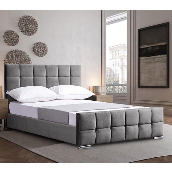 Manitou Plush Velvet Small Double Bed In Grey
