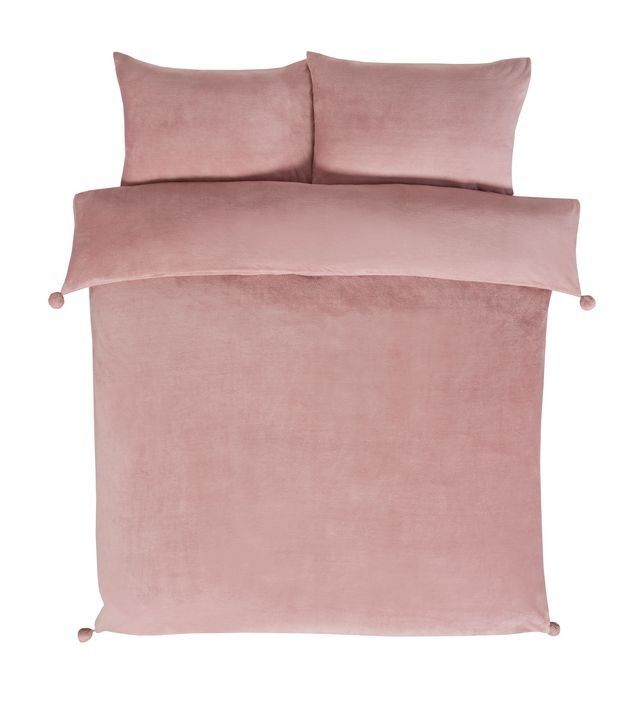 Rapport Home Pom Pom Fleece Duvet Cover Set with Pillowcase in Pink