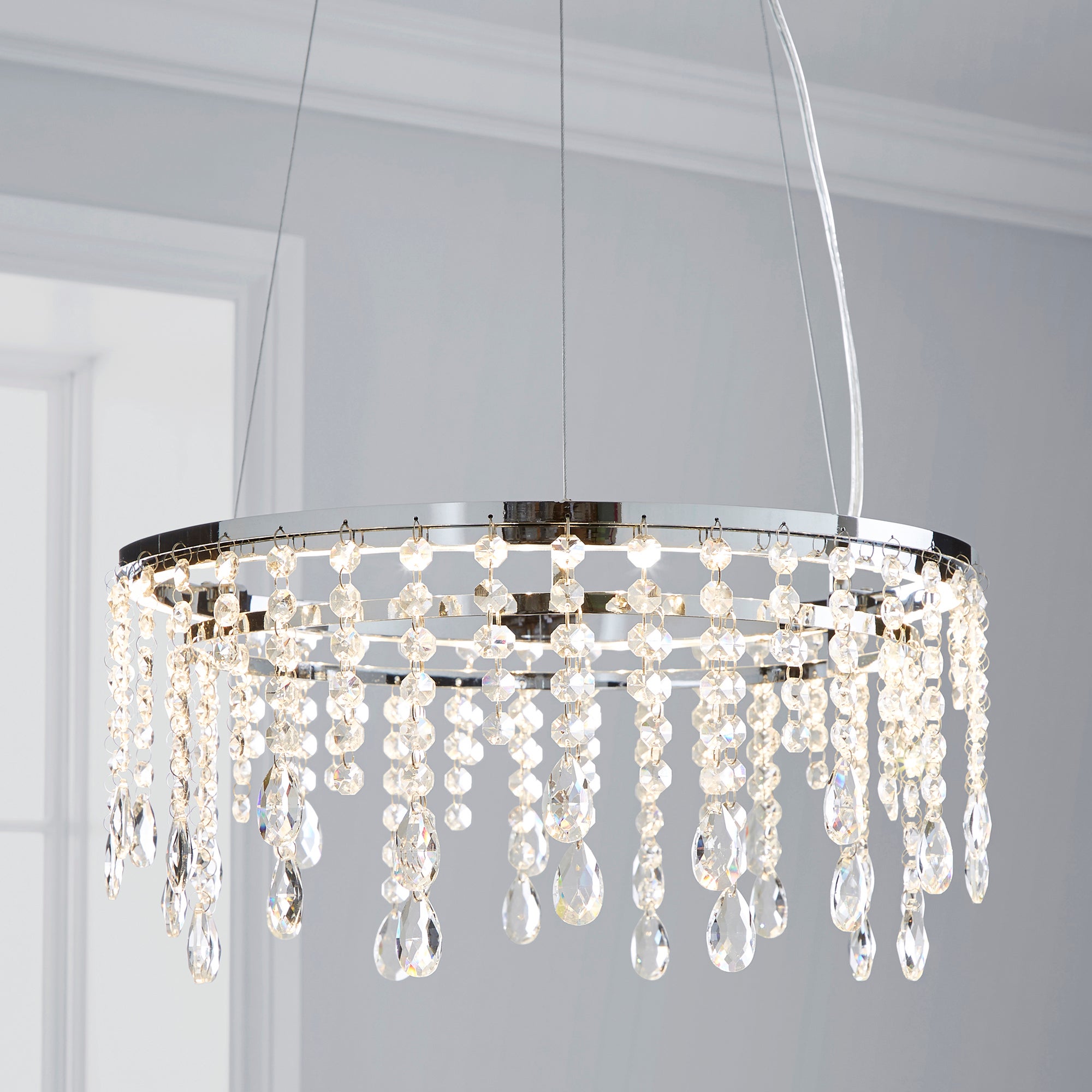Glendora Integrated LED Hoop Crystal Ceiling Fitting Clear