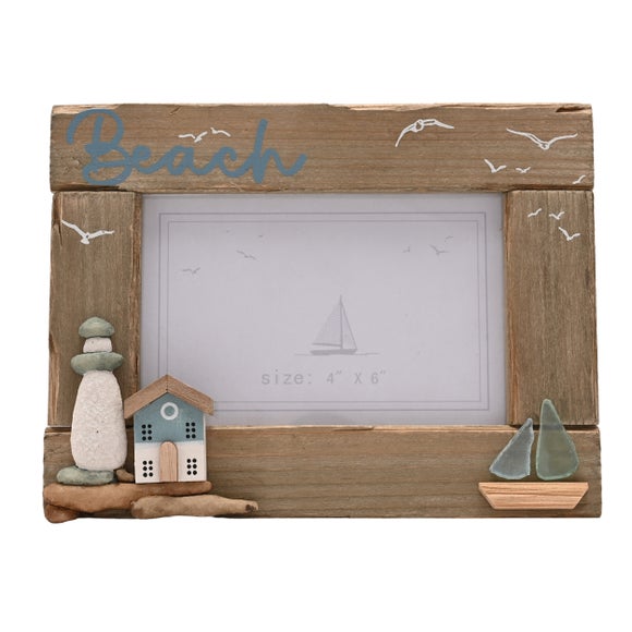 Love Life By The Sea Driftwood & Sea Glass Photo Frame 2
