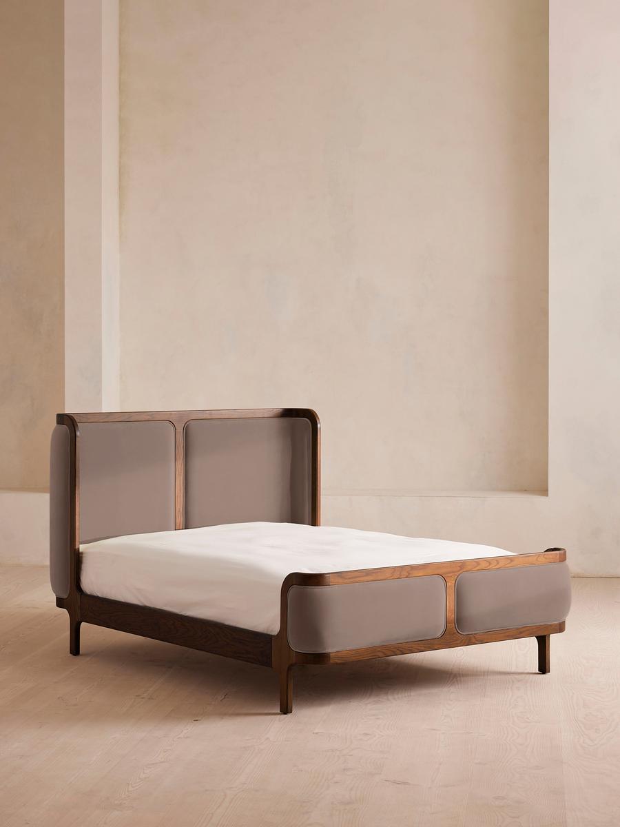 Belsa Bed, King, Velvet, Taupe