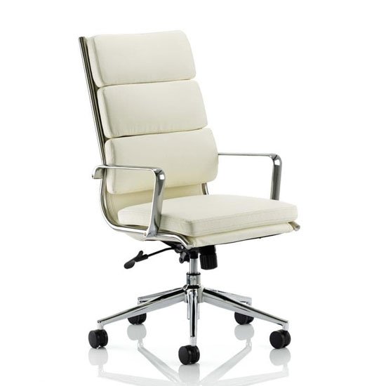 Savoy Leather High Back Executive Office Chair In Ivory