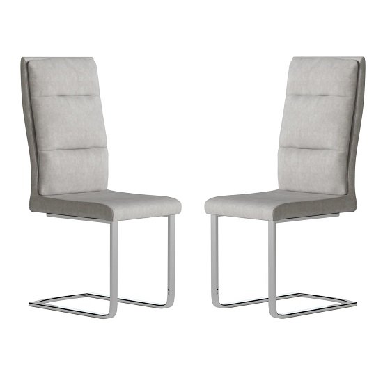 Whipton Faux Leather Dining Chair In Antique Light Grey In Pair