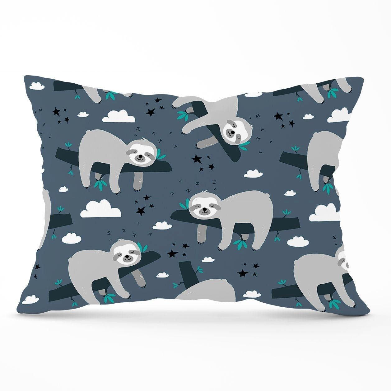 Warren Reed - Designer Sleeping Sloth Pattern Cushions in Grey