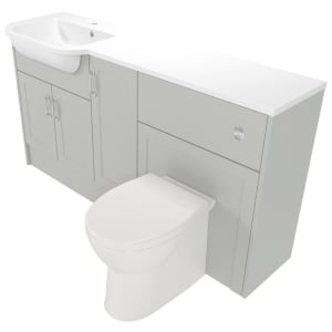Deccado Padworth Whisper Grey Left Hand 1500mm Fitted Vanity & Toilet Pan Unit Combination with Left Hand Basin
