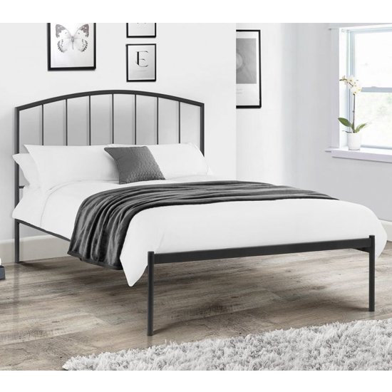 Onyx Metal King Size Bed In Satin Grey