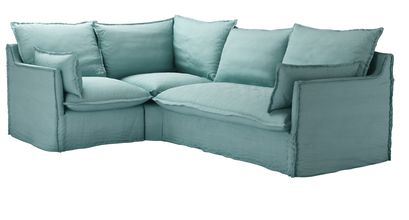 Isaac Asym: LHF Single w RHF 2 Seat Sofabed in Eucalyptus Smart Cotton - sofa.com
