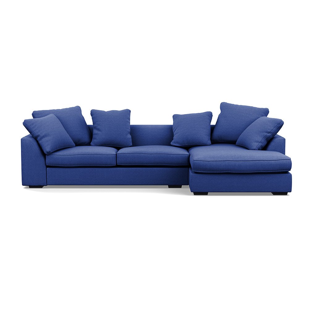 Heal's Cumulus Right Hand Facing Corner Sofa Brushed Cotton Cobalt Black Feet