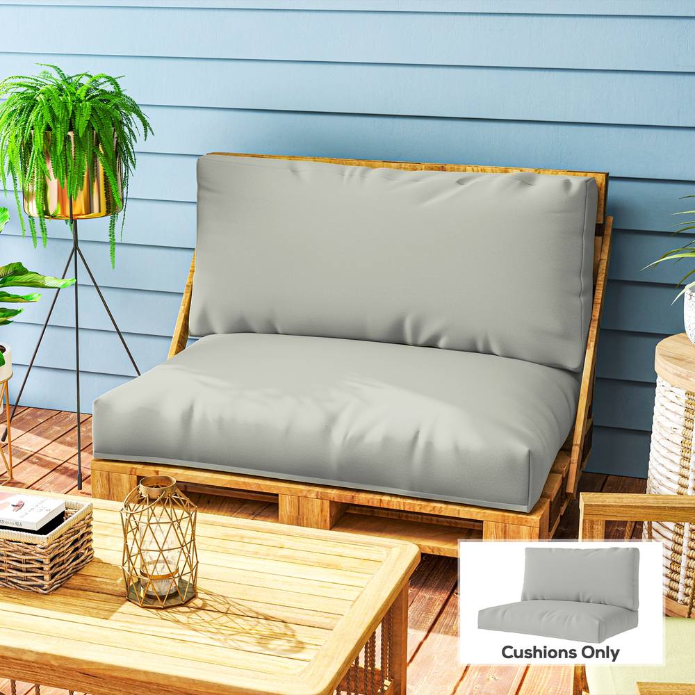 OUTSUNNY 2 Seat Pallet Cushions 20cm Thick Outdoor Seat Pads, Light Grey