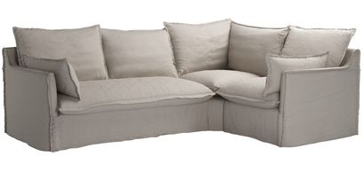 Isaac Asym: LHF 2 Seat Sofa Bed w RHF Single in Stone Brushed Linen Cotton - sofa.com