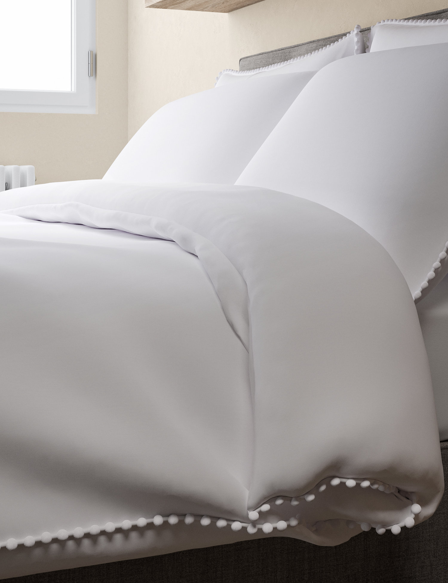 M&S Cotton Rich Pom-Pom Trim Bedding Set