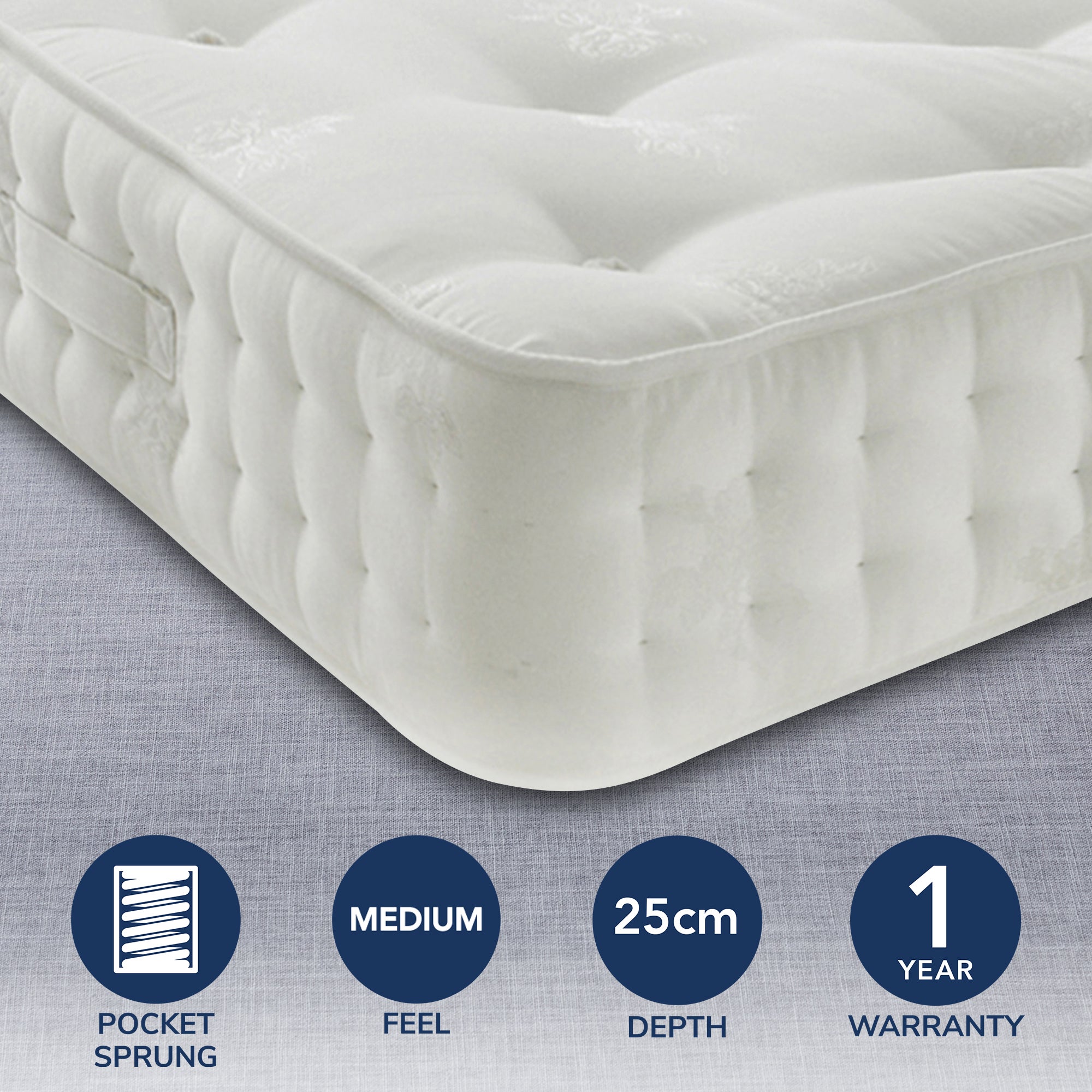 Signature Soft Damask 1800 Pocket Mattress White