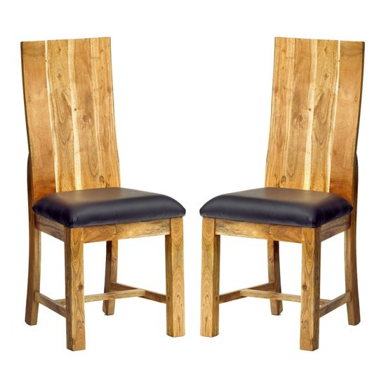 Metapoly Oak Wooden Dining Chairs In Pair