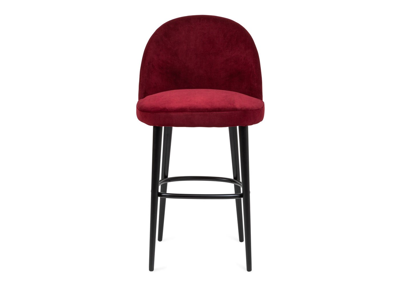 Heal's Austen Bar Stool Plush Velvet Burgundy Black Leg