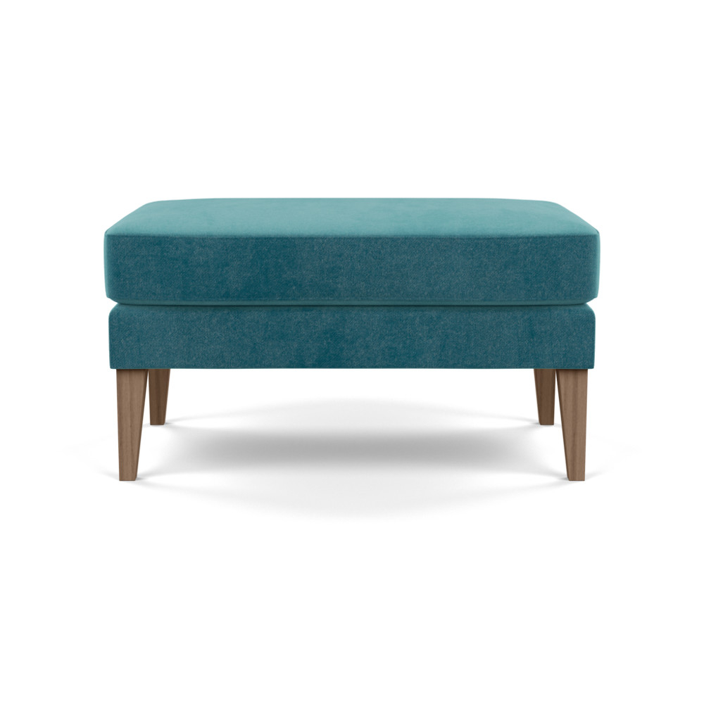 Heal's Richmond Ottoman Smart Luxe Velvet Airforce Blue Tinted Ash Feet