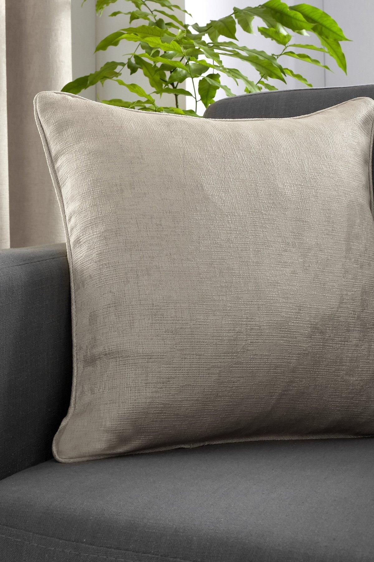 Fusion 'Strata' Luxe Velvet Filled Cushion in Natural