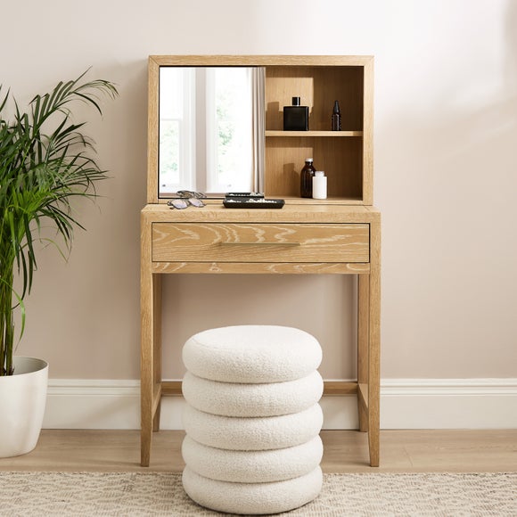 Holden 1 Drawer Compact Dressing Table with Mirror, Oak