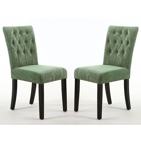 Oriel Dining Chair In Olive Green With Brown Legs In A Pair