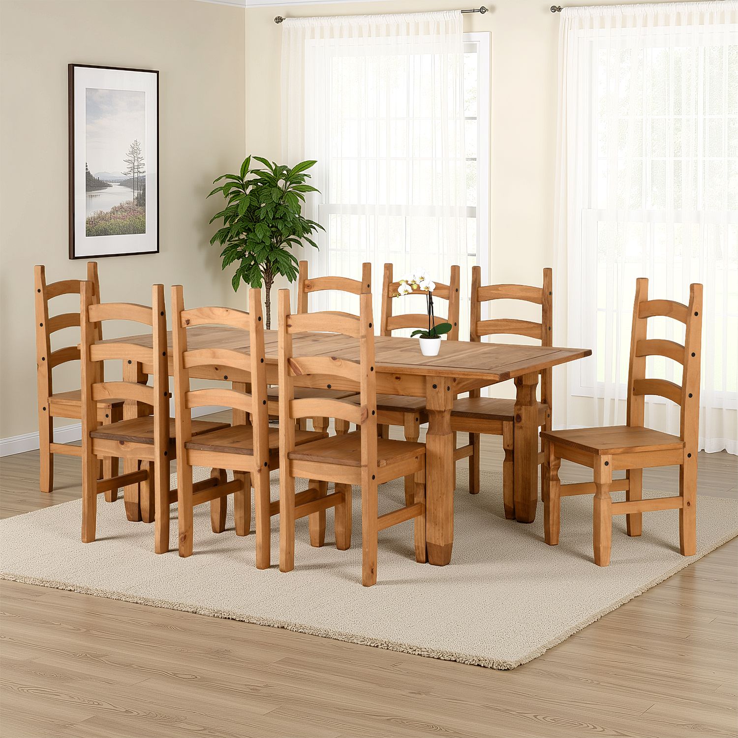 Seconique Corona Extending Dining Set (8 Chairs) in Natural