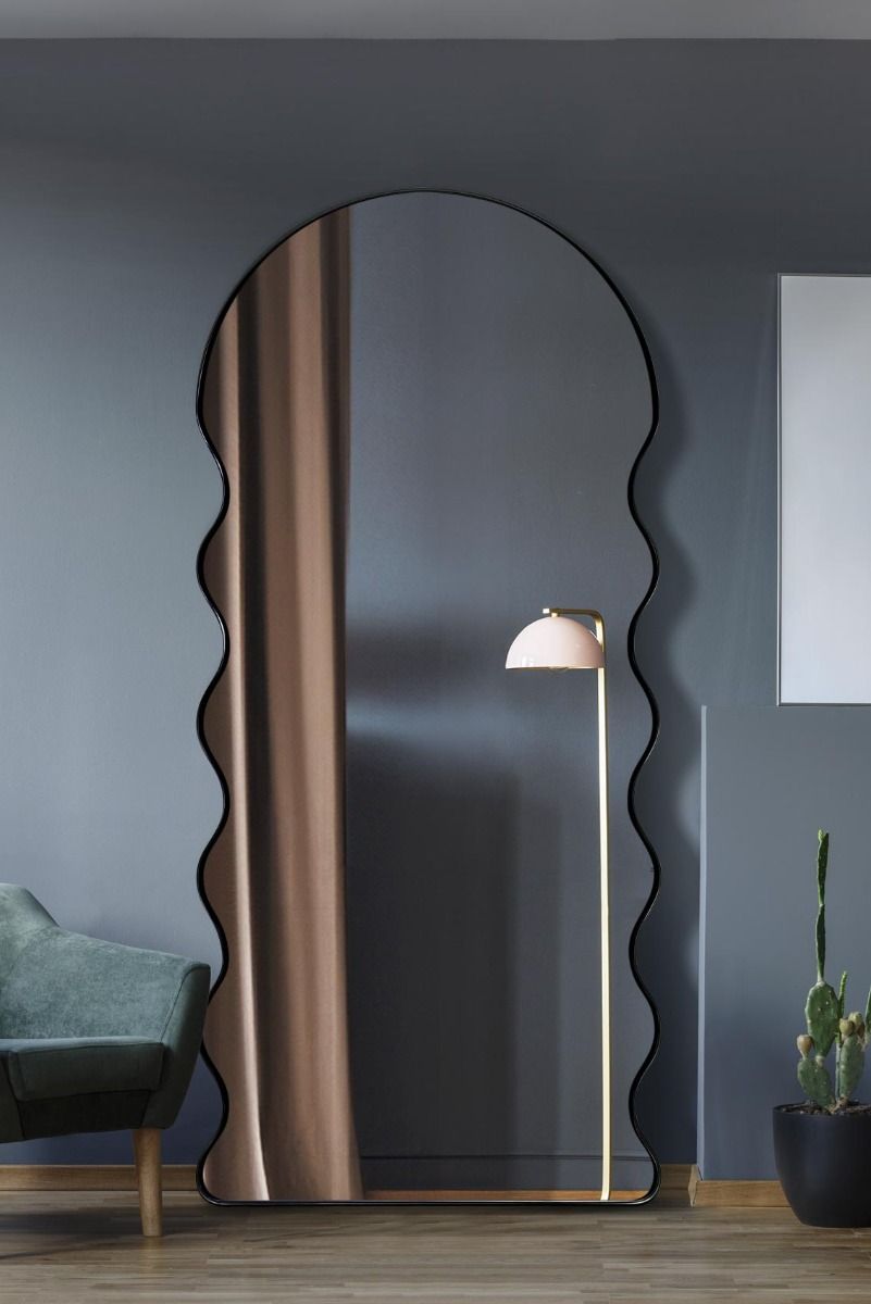 MirrorOutlet New Black Metal Dome Arch Topped Wall Mirror 71" X 31" (180 X 80CM)