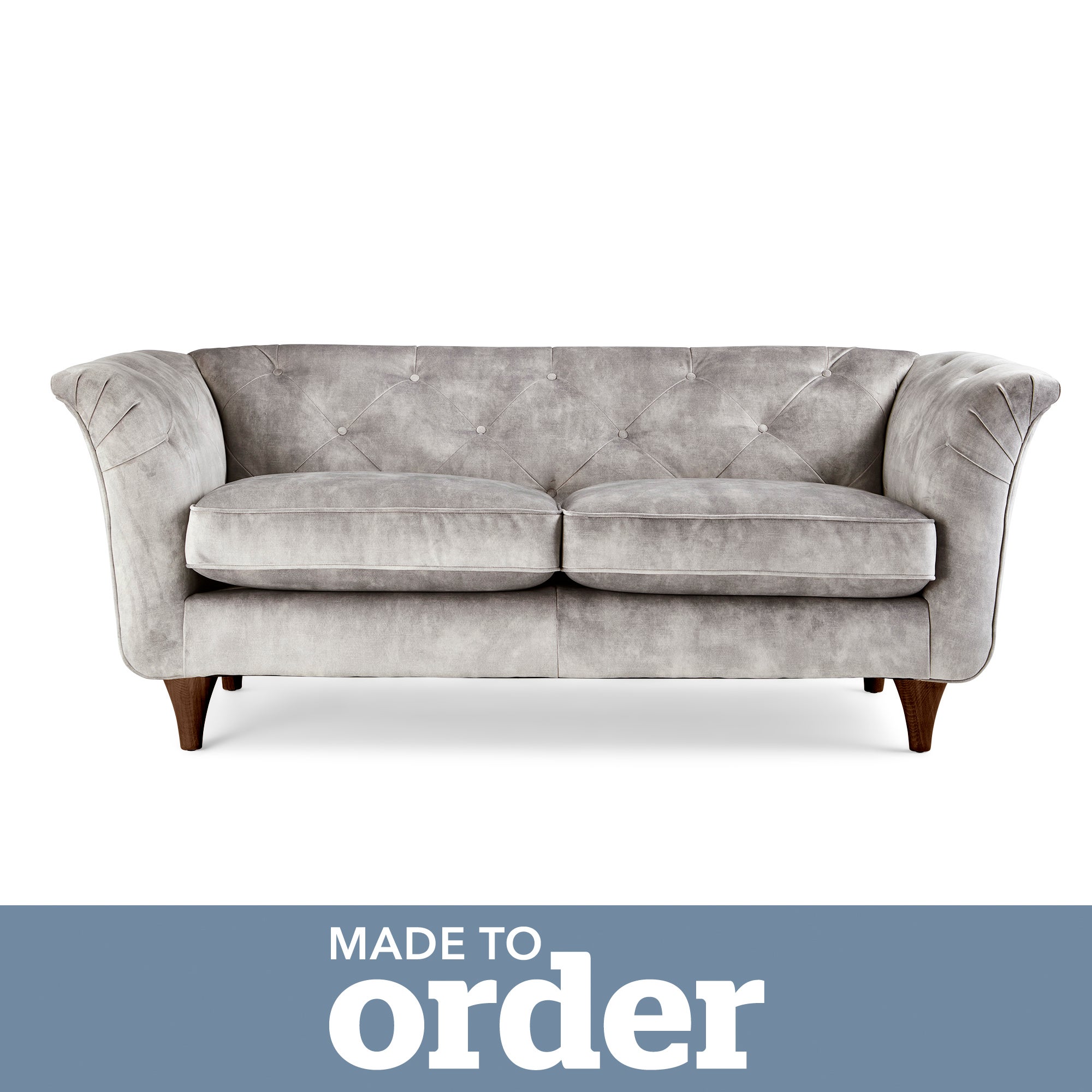 Jaipur 2 Seater Sofa Slub Velvet Slub Velvet Cement