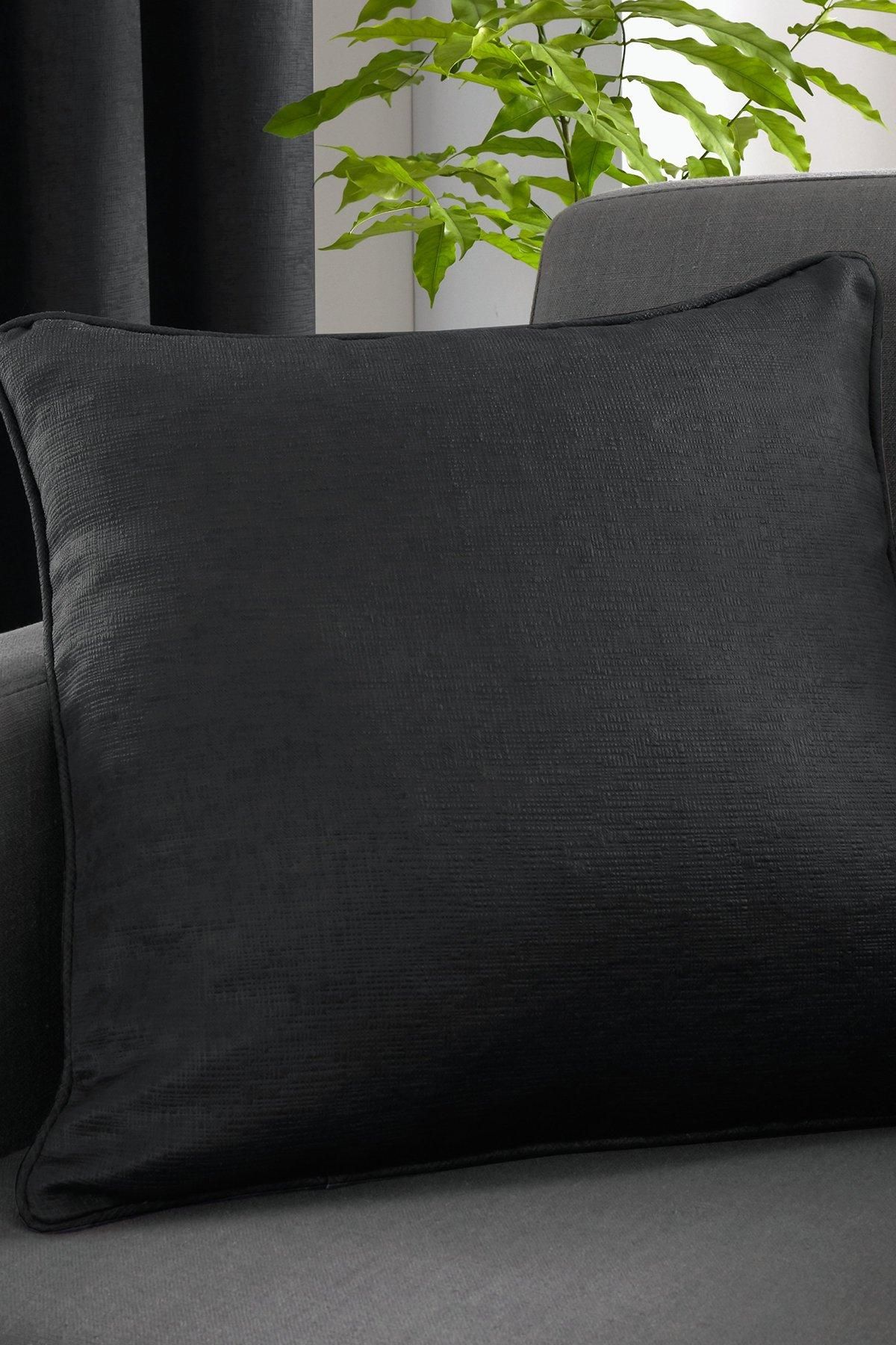 Fusion 'Strata' Luxe Velvet Filled Cushion in Black