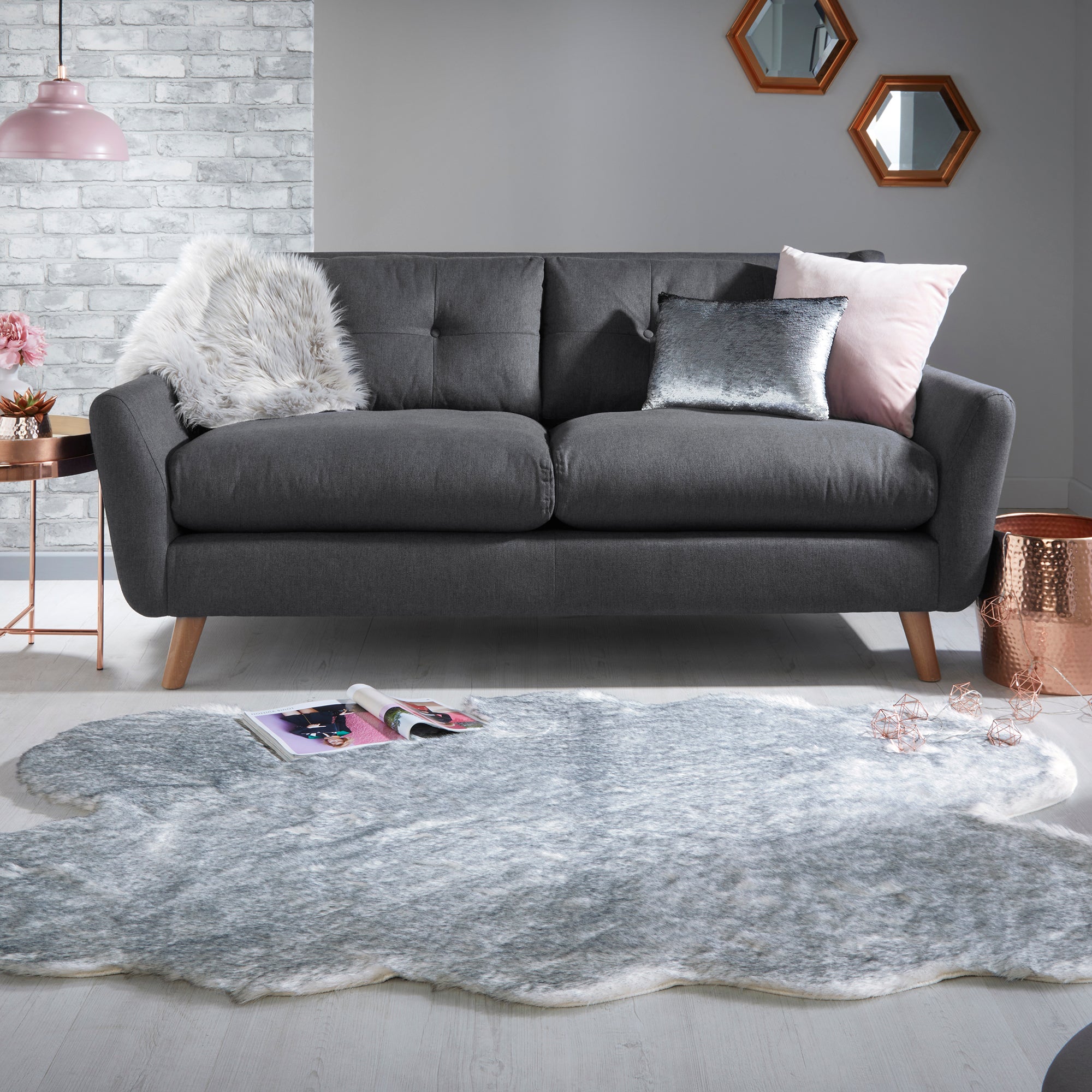 Copenhagen Quad Faux Fur Rug Copenhagen Natural